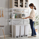 ゴミ箱上ラック 収納棚 食器棚 収納 おしゃれ 北欧 開き扉 ガラス扉 オープンラック 電子レンジ台 キッチン収納 ナチュラル カントリー 木目 ホワイト 白 【納期A】【szo-fra-t3w】