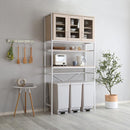 ゴミ箱上ラック 収納棚 食器棚 収納 おしゃれ 北欧 開き扉 ガラス扉 オープンラック 電子レンジ台 キッチン収納 ナチュラル カントリー 木目 ホワイト 白 【納期A】【szo-fra-t3w】