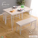 ダイニングセット 4人 向け ダイニングテーブルセット 3点セット テーブル ダイニングベンチ 腰掛け おしゃれ 北欧 白 ホワイト ナチュラル かわいい カフェ風 【納期E】【szo-frbb-3】