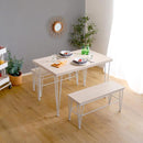 ダイニングセット 4人 向け ダイニングテーブルセット 3点セット テーブル ダイニングベンチ 腰掛け おしゃれ 北欧 白 ホワイト ナチュラル かわいい カフェ風 【納期E】【szo-frbb-3】