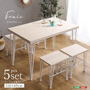 ダイニングセット おしゃれ 北欧 ダイニングテーブル 椅子 スツール 腰掛け 4脚 ダイニングチェア 白 ホワイト 木目 シンプル カフェ風 天板 厚み 4人掛け 4人用 【納期E】【szo-frd-5】