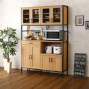 食器棚 収納 おしゃれ 北欧 ワイド 大容量 大型 大きい サイズ アンティーク調 レトロ風 ビンテージ デザイン モダン ガラス扉 引き出し スライド 開き扉 可動棚 【納期E】【szo-gck-18120】