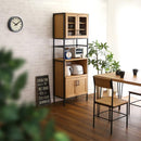 食器棚 スリム おしゃれ 北欧 ガラス扉 コンパクト 省スペース オープンラック スライド トレー コンセント付き 扉 キッチンラック キッチン収納 木目 背面化粧 【納期E】【szo-gck-1860】