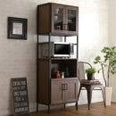 食器棚 スリム おしゃれ 北欧 ガラス扉 コンパクト 省スペース オープンラック スライド トレー コンセント付き 扉 キッチンラック キッチン収納 木目 背面化粧 【納期E】【szo-gck-1860】