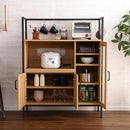 レンジ台 レンジラック キッチンラック ビンテージ風 アンティーク調 西海岸 スタイリッシュ おしゃれ カフェ風 Cafe 木目 スチール 脚 スライド棚 開き扉 【納期A】【szo-gck-90r】