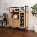 レンジ台 レンジラック キッチンラック ビンテージ風 アンティーク調 西海岸 スタイリッシュ おしゃれ カフェ風 Cafe 木目 スチール 脚 スライド棚 開き扉 【納期A】【szo-gck-90r】