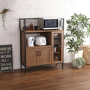 レンジ台 レンジラック キッチンラック ビンテージ風 アンティーク調 西海岸 スタイリッシュ おしゃれ カフェ風 Cafe 木目 スチール 脚 スライド棚 開き扉 【納期A】【szo-gck-90r】