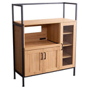 レンジ台 レンジラック キッチンラック ビンテージ風 アンティーク調 西海岸 スタイリッシュ おしゃれ カフェ風 Cafe 木目 スチール 脚 スライド棚 開き扉 【納期A】【szo-gck-90r】