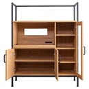 レンジ台 レンジラック キッチンラック ビンテージ風 アンティーク調 西海岸 スタイリッシュ おしゃれ カフェ風 Cafe 木目 スチール 脚 スライド棚 開き扉 【納期A】【szo-gck-90r】