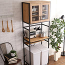 ごみ箱上ラック 2列 食器棚 キッチンラック ゴミ箱 オープンラック ガラス扉 可動棚 レンジ棚 収納ラック レトロ 西海岸 ダイニング リビング カフェ風 【納期A】【szo-gck-t2s】