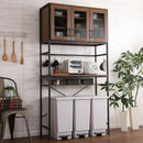 ごみ箱上ラック 3列 ワイド 食器棚 キッチンラック ゴミ箱 オープンラック ガラス扉 可動棚 レンジラック 収納ラック 西海岸風 ダイニング リビング カフェ風 【納期A】【szo-gck-t3w】