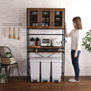 ごみ箱上ラック 3列 ワイド 食器棚 キッチンラック ゴミ箱 オープンラック ガラス扉 可動棚 レンジラック 収納ラック 西海岸風 ダイニング リビング カフェ風 【納期A】【szo-gck-t3w】