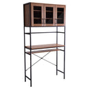 ごみ箱上ラック 3列 ワイド 食器棚 キッチンラック ゴミ箱 オープンラック ガラス扉 可動棚 レンジラック 収納ラック 西海岸風 ダイニング リビング カフェ風 【納期A】【szo-gck-t3w】