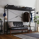 ハンガーシェルフ 収納  一人暮らし ひとり暮らし 多機能 デッドスペース 有効活用 ハンガーラック 棚 ブラック 黒 ホワイト 白 棚 メッシュ システムベッド風 【納期A】【szo-hgs-004】