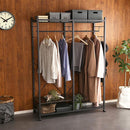 ハンガーラック ブラック 黒 スチールラック かっこいい おしゃれ メンズライク シンプル メッシュ棚 ハンガーポール キャスター付き 高さ調整 可動棚 収納 【納期E】【szo-hrk-l12】