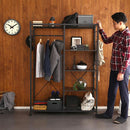 ハンガーラック ブラック 黒 スチールラック かっこいい おしゃれ メンズライク シンプル メッシュ棚 ハンガーポール キャスター付き 高さ調整 可動棚 収納 【納期E】【szo-hrk-l12】