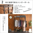 ハンガーラック ブラック 黒 スチールラック かっこいい おしゃれ メンズライク シンプル メッシュ棚 ハンガーポール キャスター付き 高さ調整 可動棚 収納 【納期E】【szo-hrk-l12】