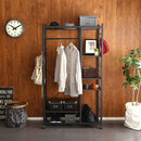 ハンガーラック ブラック 黒 スチール製 収納ラック かっこいい おしゃれ メンズ 男前 スタイリッシュ メッシュ棚 ハンガーポール キャスター付き リビング 【納期E】【szo-hrk-m9】