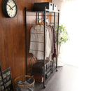 ハンガーラック ブラック 黒 スチール製 収納ラック かっこいい おしゃれ メンズ 男前 スタイリッシュ メッシュ棚 ハンガーポール キャスター付き リビング 【納期E】【szo-hrk-m9】