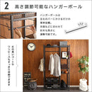 ハンガーラック ブラック 黒 スチール製 収納ラック かっこいい おしゃれ メンズ 男前 スタイリッシュ メッシュ棚 ハンガーポール キャスター付き リビング 【納期E】【szo-hrk-m9】