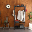 ハンガーラック スリム ブラック 黒 スチール 収納 ラック カッコイイ お洒落 男前 インテリア ポールハンガー キャスター付き 高さ調整 可動棚 一人暮らし 【納期E】【szo-hrk-s7】