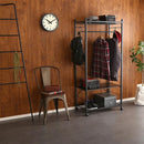 ハンガーラック スリム ブラック 黒 スチール 収納 ラック カッコイイ お洒落 男前 インテリア ポールハンガー キャスター付き 高さ調整 可動棚 一人暮らし 【納期E】【szo-hrk-s7】