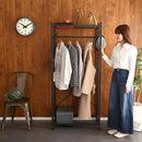 ハンガーラック スリム ブラック 黒 スチール 収納 ラック カッコイイ お洒落 男前 インテリア ポールハンガー キャスター付き 高さ調整 可動棚 一人暮らし 【納期E】【szo-hrk-s7】