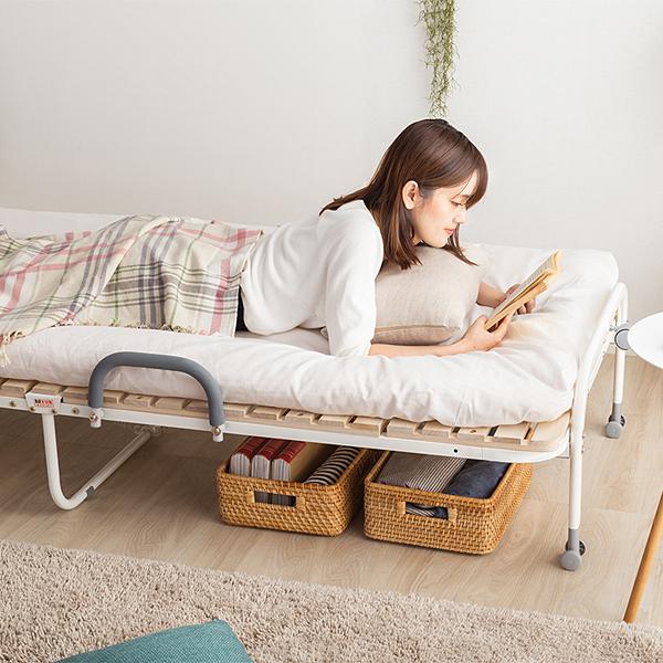 折り畳みベッド 折りたたみベッド すのこベッド 桐 天然木 防虫 断熱 軽量 軽い 通気性 梅雨対策 結露防止 安全設計 安心 簡易ベッド 来客時 コンパクト 収納 【納期E】【szo-ht30-64】