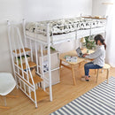 ロフトベッド 階段式 パイプベッド シングル ハイタイプ ロータイプ 切り替え 高さ 変更 調節 調整 スチール 金属製 宮棚 コンセント メッシュ 頑丈 丈夫 大人用 【納期E】【szo-ht70-102】