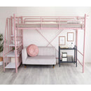 ロフトベッド 階段式 パイプベッド シングル ハイタイプ ロータイプ 切り替え 高さ 変更 調節 調整 スチール 金属製 宮棚 コンセント メッシュ 頑丈 丈夫 大人用 【納期E】【szo-ht70-102】