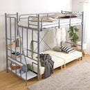 ロフトベッド 階段式 パイプベッド シングル ハイタイプ ロータイプ 切り替え 高さ 変更 調節 調整 スチール 金属製 宮棚 コンセント メッシュ 頑丈 丈夫 大人用 【納期E】【szo-ht70-102】