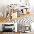 ロフトベッド 階段式 パイプベッド シングル ハイタイプ ロータイプ 切り替え 高さ 変更 調節 調整 スチール 金属製 宮棚 コンセント メッシュ 頑丈 丈夫 大人用 【納期E】【szo-ht70-102】