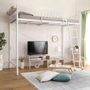 ロフトベッド ロータイプ ハイタイプ 高さ変更 パイプベッド シングル 宮付き ホワイト おしゃれ はしご ロフトベット 大人用 ベッドフレーム コンセント付き 【納期E】【szo-ht70-129】