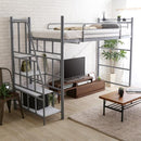 ロフトベッド 階段 パイプベッド 大人 二段ベッド 宮棚 コンセント 一人暮らし かっこいい スタイリッシュ スチール シルバー ブラック ホワイト ブラウン 【納期A】【szo-ht70-95r】