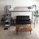 ロフトベッド 階段 パイプベッド 大人 二段ベッド 宮棚 コンセント 一人暮らし かっこいい スタイリッシュ スチール シルバー ブラック ホワイト ブラウン 【納期A】【szo-ht70-95r】