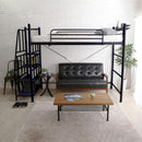 ロフトベッド 階段 パイプベッド 大人 二段ベッド 宮棚 コンセント 一人暮らし かっこいい スタイリッシュ スチール シルバー ブラック ホワイト ブラウン 【納期A】【szo-ht70-95r】