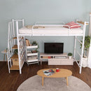 ロフトベッド 階段 パイプベッド 大人 二段ベッド 宮棚 コンセント 一人暮らし かっこいい スタイリッシュ スチール シルバー ブラック ホワイト ブラウン 【納期A】【szo-ht70-95r】