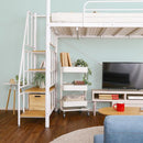 ロフトベッド 階段 パイプベッド 大人 二段ベッド 宮棚 コンセント 一人暮らし かっこいい スタイリッシュ スチール シルバー ブラック ホワイト ブラウン 【納期A】【szo-ht70-95r】