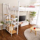 ロフトベッド 階段 パイプベッド 大人 二段ベッド 宮棚 コンセント 一人暮らし かっこいい スタイリッシュ スチール シルバー ブラック ホワイト ブラウン 【納期A】【szo-ht70-95r】