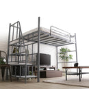 ロフトベッド 階段 パイプベッド 大人 二段ベッド 宮棚 コンセント 一人暮らし かっこいい スタイリッシュ スチール シルバー ブラック ホワイト ブラウン 【納期A】【szo-ht70-95r】