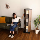 本棚 回転式 ブックラック 6段 スリム 省スペース おしゃれ スタイリッシュ アンティーク調 レトロ モダン 収納棚 ヴィンテージ風 木目柄 CD DVD BD コミック本 【納期A】【szo-kbr-6】