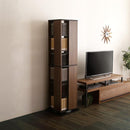 本棚 回転式 ブックラック 6段 スリム 省スペース おしゃれ スタイリッシュ アンティーク調 レトロ モダン 収納棚 ヴィンテージ風 木目柄 CD DVD BD コミック本 【納期A】【szo-kbr-6】