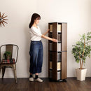 本棚 回転式 ブックラック 6段 スリム 省スペース おしゃれ スタイリッシュ アンティーク調 レトロ モダン 収納棚 ヴィンテージ風 木目柄 CD DVD BD コミック本 【納期A】【szo-kbr-6】