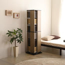 本棚 回転式 ブックラック 6段 スリム 省スペース おしゃれ スタイリッシュ アンティーク調 レトロ モダン 収納棚 ヴィンテージ風 木目柄 CD DVD BD コミック本 【納期A】【szo-kbr-6】