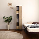 本棚 回転式 ブックラック 6段 スリム 省スペース おしゃれ スタイリッシュ アンティーク調 レトロ モダン 収納棚 ヴィンテージ風 木目柄 CD DVD BD コミック本 【納期A】【szo-kbr-6】