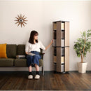 本棚 回転式 ブックラック 6段 スリム 省スペース おしゃれ スタイリッシュ アンティーク調 レトロ モダン 収納棚 ヴィンテージ風 木目柄 CD DVD BD コミック本 【納期A】【szo-kbr-6】