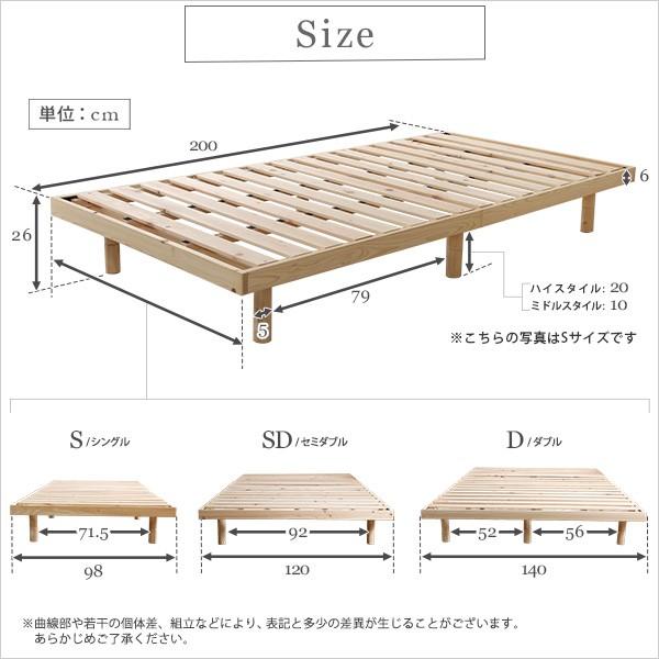 すのこベッド セミダブル ひのき フレームのみ 天然木 ヒノキ 桧 高さ調整可能 抗菌 防虫 調湿 湿度調整 湿気対策 結露対策 梅雨時期 夏場 冬場 スノコベッド 【納期C】【szo-lhk-02sd】