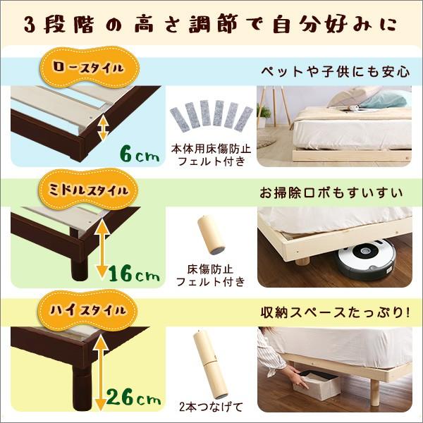 スノコベッド シングル ベッドフレームのみ 脚付き 高さ調節 ロータイプ ハイタイプ パイン材 通気性 湿気防止 すのこベッド 癒し 森林浴 リラックス 【納期E】【szo-lps-01s】