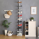 シューズラック 突っ張り つっぱり ディスプレイ 見せる 収納ラック 収納棚 天井 つっぱる 省スペース コンパクト コレクションラック スニーカー 革靴 30cm 【納期E】【szo-ppss】