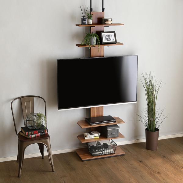 テレビスタンド 突っ張り つっぱり TVスタンド テレビラック TVラック テレビ台 TV台 壁面収納 壁寄せ コーナー 隅 部屋の角 省スペース 収納棚 おしゃれ 60型 【納期E】【szo-ppwat】